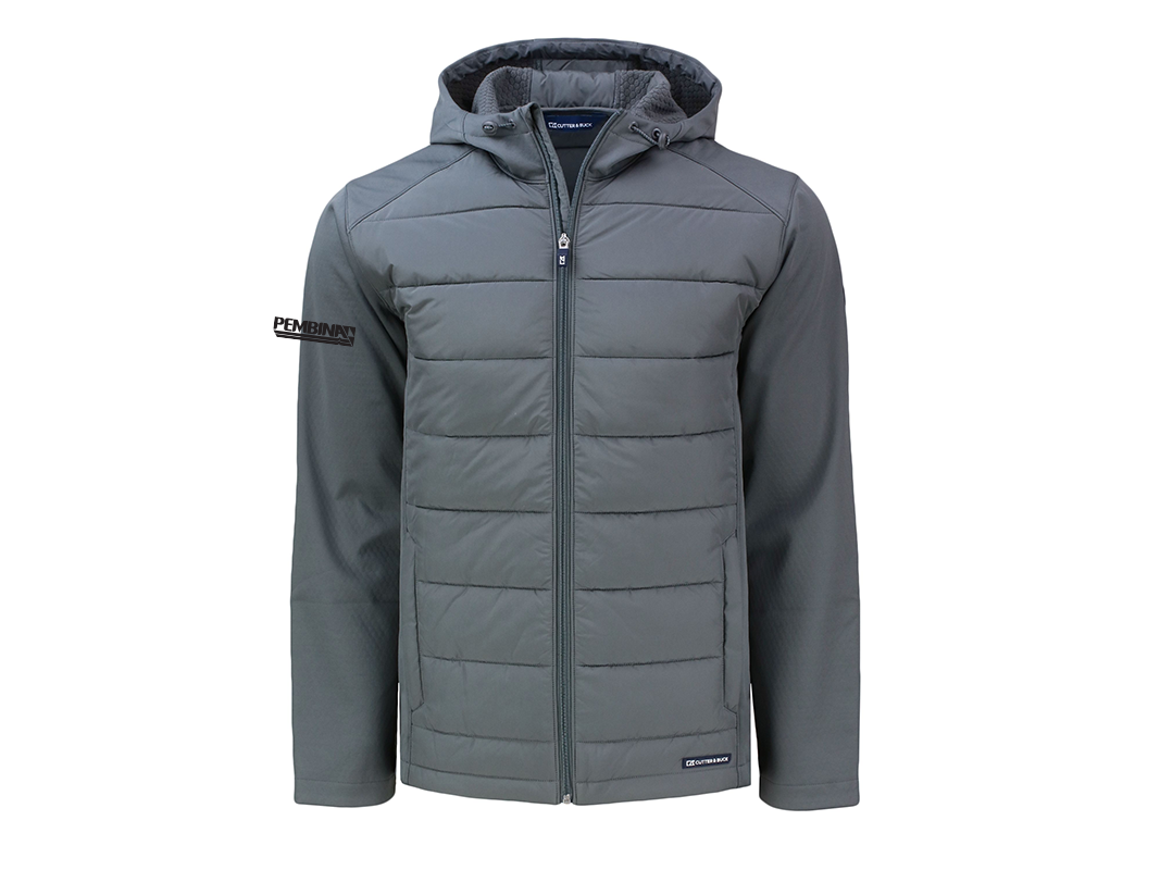 **NEW** Cutter & Buck Evoke Hybrid Softshell Recycled Full Zip Men's Hooded Jacket - Elemental Grey