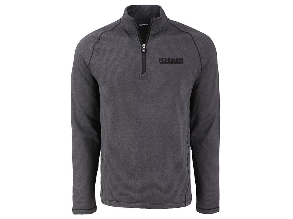 **NEW**Cutter & Buck Peshastin Fleece Recycled Men's Half Zip Pullover - Black Heather